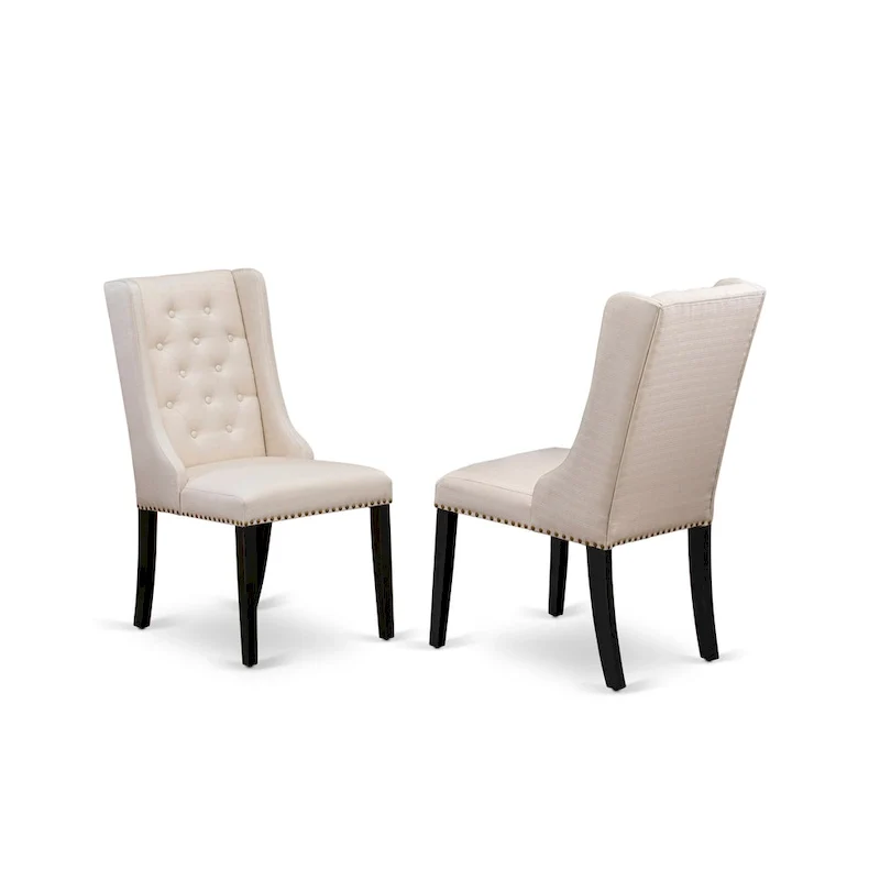 Parson Kitchen Chairs - Button Tufted Nailhead Upholstered Dining Chairs, Set of 2, (Finish & Upholstered)