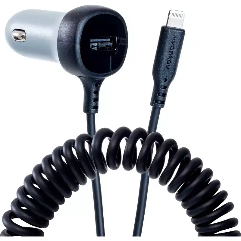 Ventev 27W Ultrafast Dual Car Charger With Apple Lightning Travel Cable