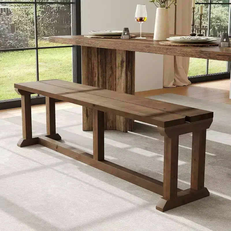 Solid Wood Dining Bench, 59 Farmhouse Entryway Bench