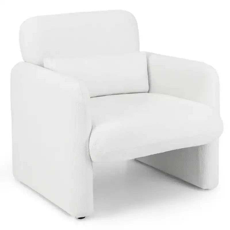Chenille Accent Chair with Removable Lumbar Pillow, Thick Seat Cushion and Armrests