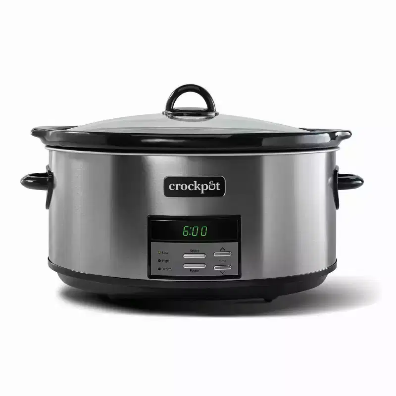 Crock-Pot 8qt Programmable Slow Cooker Black Stainless: Digital Timer, Keep Warm, Removable Stoneware, Dishwasher-Safe