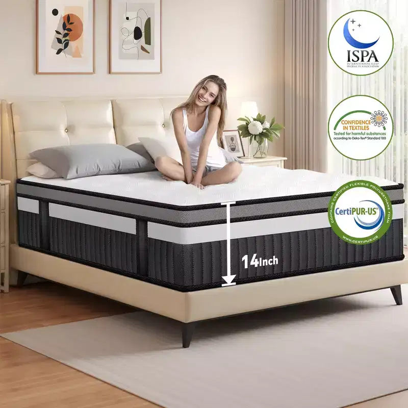 King Mattress 14 inch Mattress King Size, Cooling Memory Foam Mattress in a Box, Medium-Firm for Pressure Relief&Cooler Sleep, CertiPUR-US