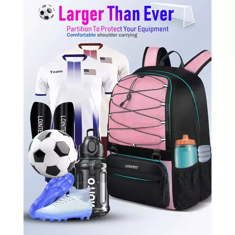 Narwey Youth Soccer Bag, Soccer Backpack with Ball Compartment, Sports Equipment Training Bags