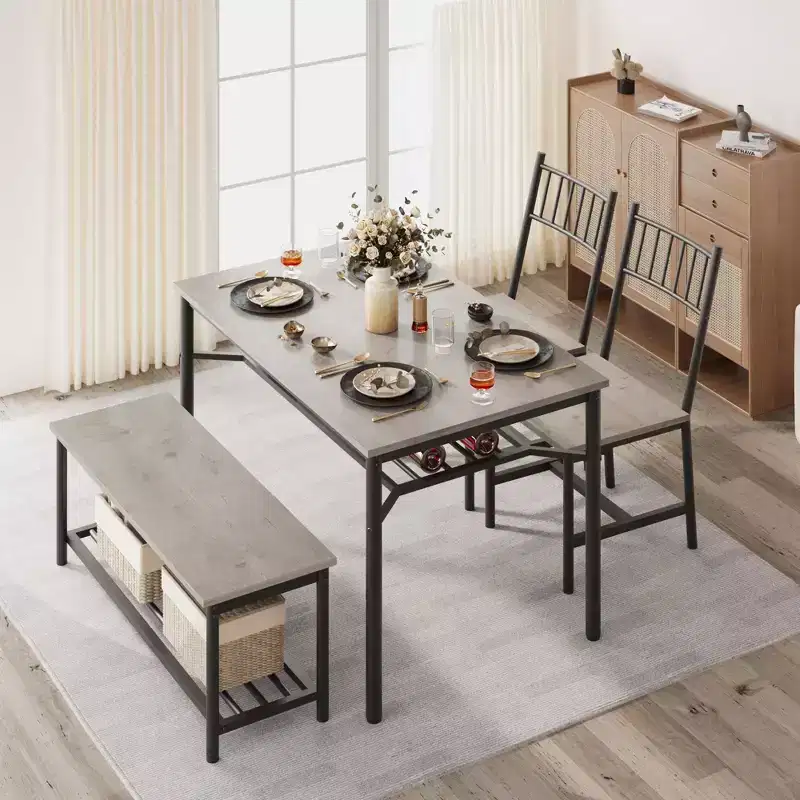 GustoWave Dining Table Set for 4, Storage Wine Rack