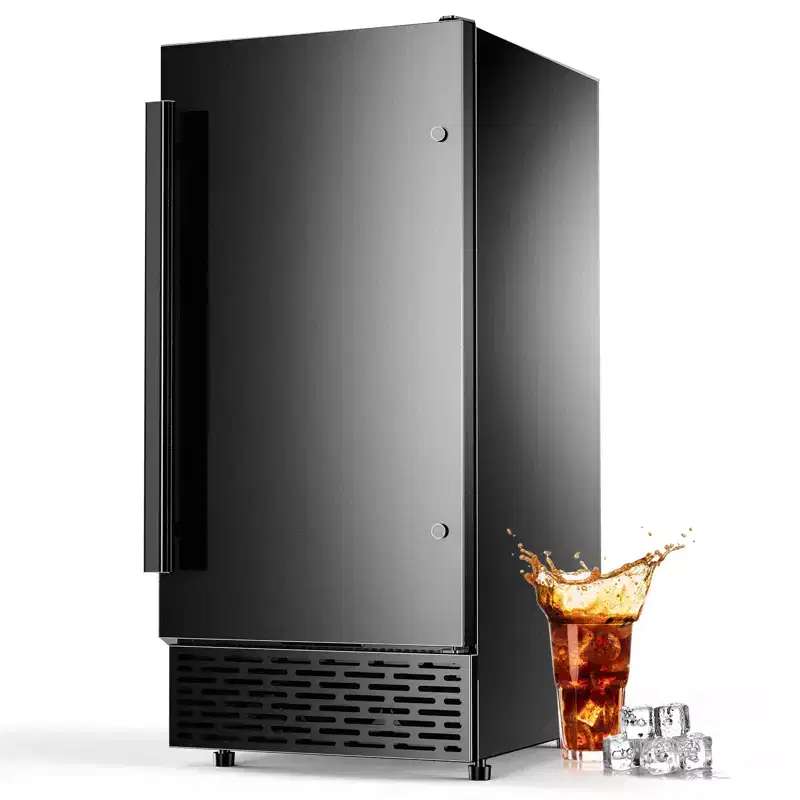 Hooure 15-Inch Commercial Ice Maker - 120 lb/24H Half Cube Production, 30 lb Storage Bin, Freestanding/Undercounter