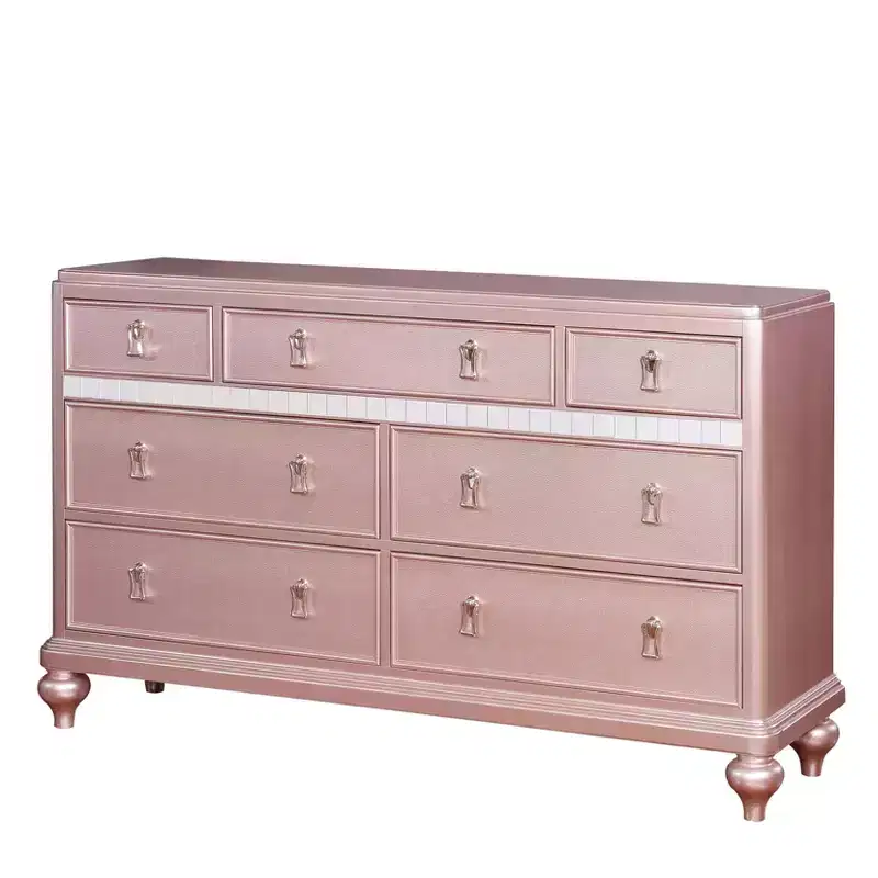 Coleman 7-Drawer Dresser �C Rose Gold Finish, 162,6 cm Wide Bedroom Storage