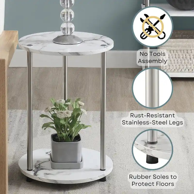 Convenience Concepts Designs2Go No Tools 2 Tier Round End Table