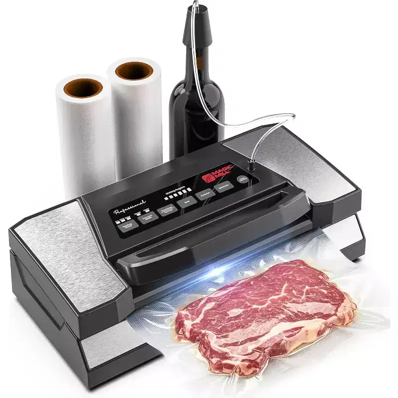 Magic Mill Professional Vacuum Sealer Machine Pro with Patent Easy-Lock Handle, Built in Roll Bag Holder & Cutter