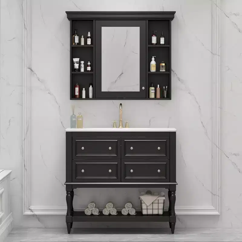 GDFStudio Alexa 36'' Modern 4-Drawer Bathroom Vanity with Floating Mirror Cabinet