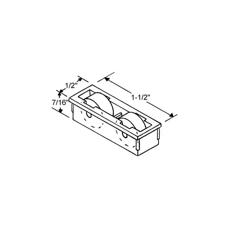 Brixwell Sliding Window Roller Assembly Tandem Brass Wheels, Plastic Material, 1-1/2 Length, 1/2 Width, 7/16 Wheel Diameter, White Finish