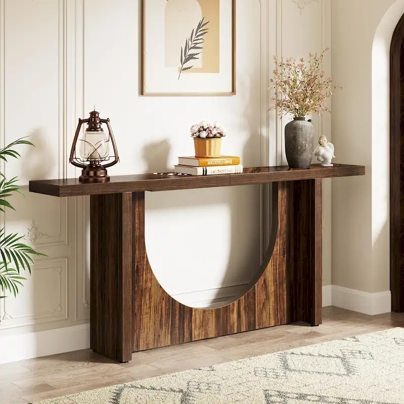Extra Long Farmhouse Console Table, Vintage Entryway Foyer Table, Wooden Hallway Accent Table