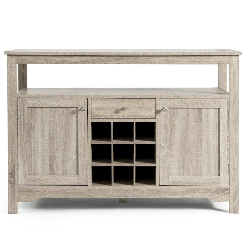 Buffet Sideboard with Wine Grid, Drawer and Cabinets, 45.5