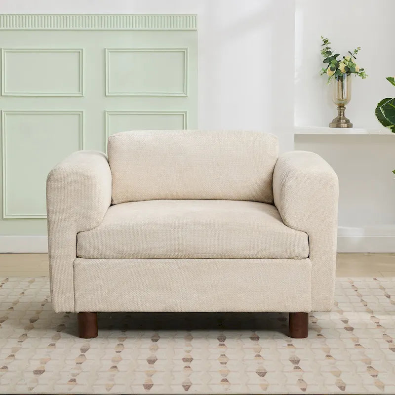 Roomfitters Oversized Accent Armchair, Comfy Single Sofa for Living Room, Bedroom or Office, Woven Velvet Upholstery