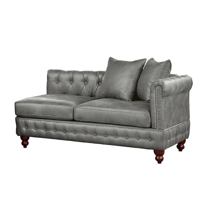 Reversible One Arm Loveseat Dark Coffee Breathable Leatherette Tufted 1Pc Couch Living Room Furniture