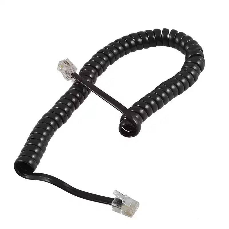 Unique Bargains Replacement RJ9 4P4C Coiled Stretchy Telephone Handsets Cable Line Black