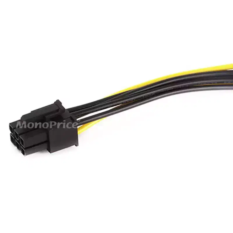 Monoprice SATA Cable - 0.67 Feet - Black | SATA 15pin to 6pin PCI Express Card Power Cable