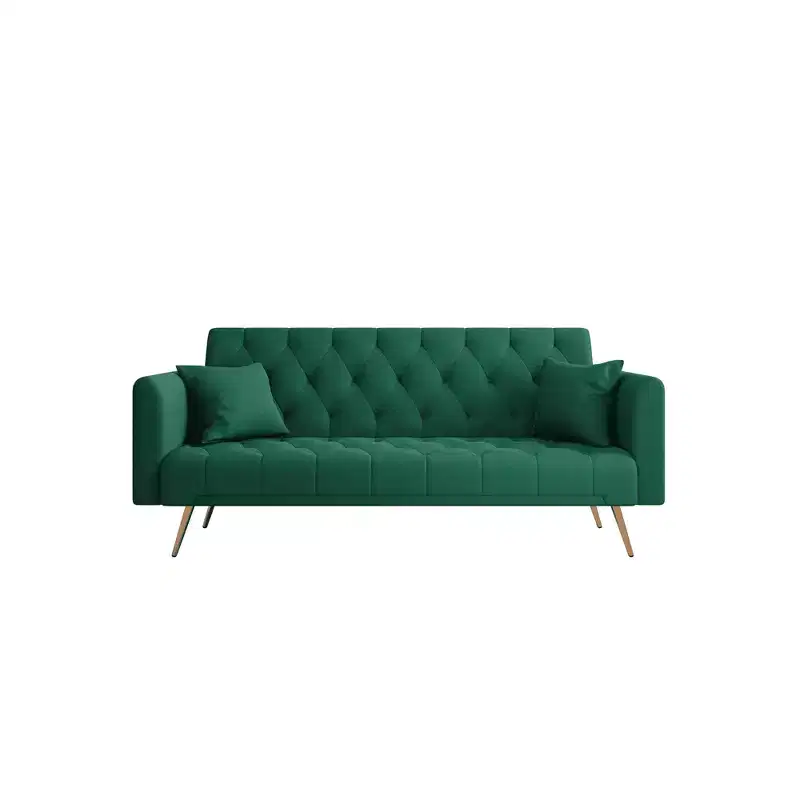 Love Seat Velvet Sofa Bed for Small Spaces - Green