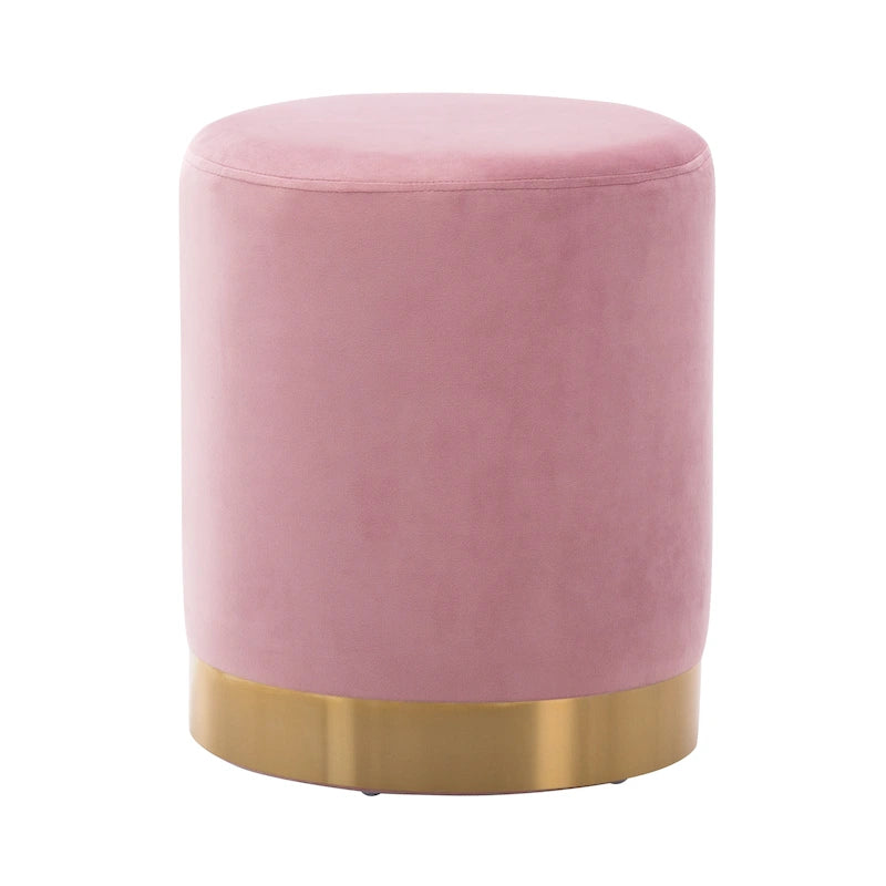 Small Round Velvet Ottoman Upholstered Foot Stool