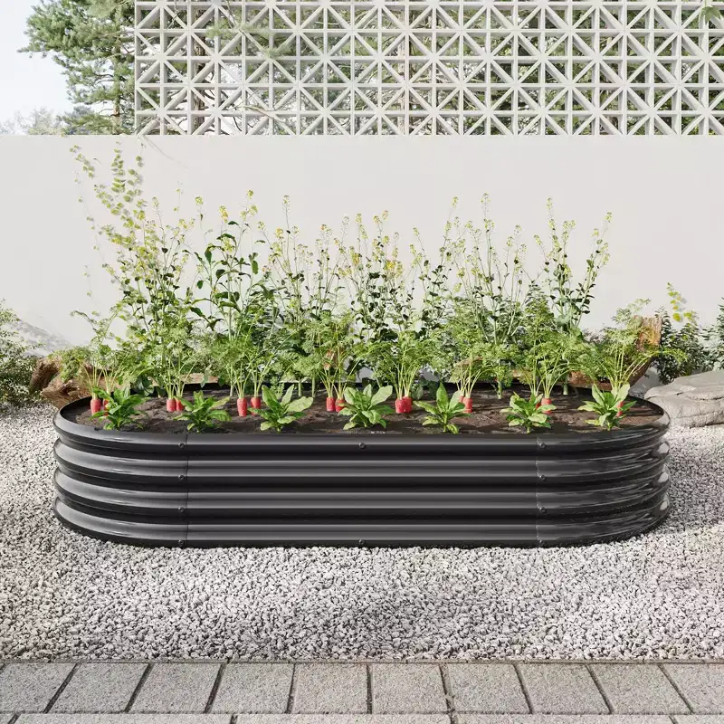 NAYSAYE Planter Raised Garden Bed Large Metal Planter for Plants Vegetables Flowers for Indoor Outdoor Garden, Black, 70.86*35.43*11.42