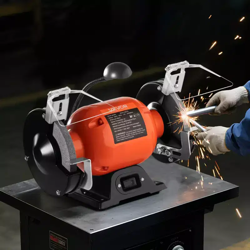 VEVOR Bench Grinder, 6-inch Single Speed Bench Grinder, 3450RPM High-Speed Table Grinders with 250W 2.1A Induction Motor, Orange