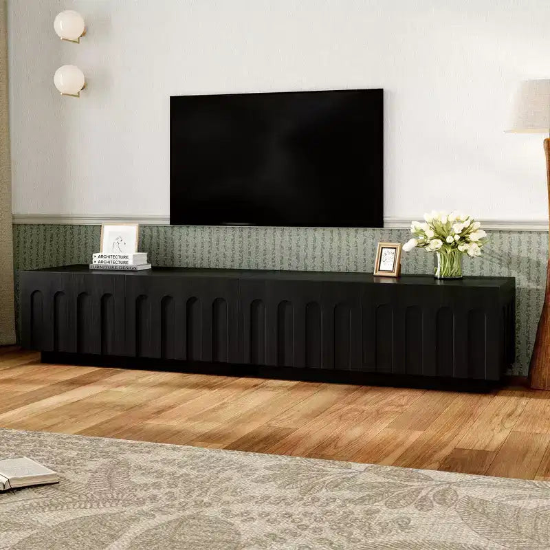 80 Arched TV Stand & Coffee Table with 4 Drawers, Multi-Functional Storage Cabinet