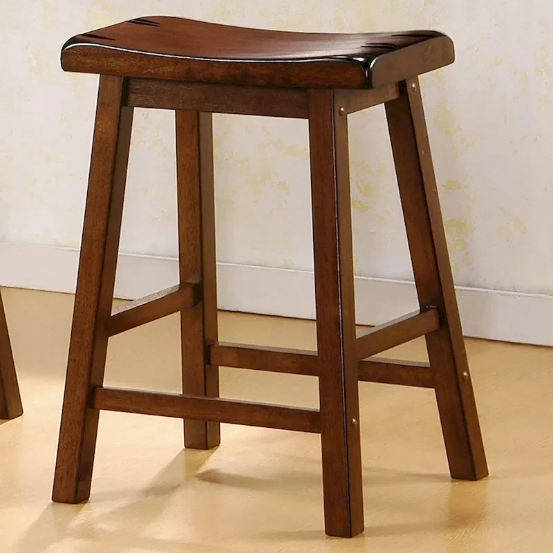 Saddle-Style Bar Stool Set of 2 - Black / Chestnut, Counter & Bar Height