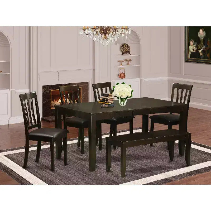 Victorian Dining Set - Table with Leaf & Chairs - Elegant Kitchen Set