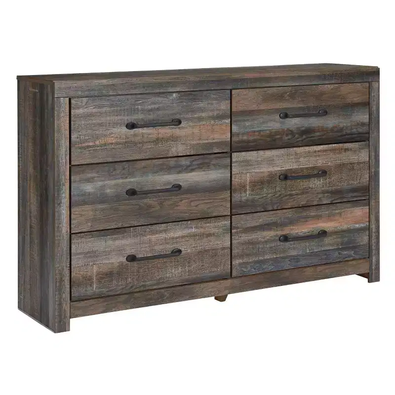 6-Drawer Dresser �C Rustic Industrial Bedroom Chest with Barn Board Finish