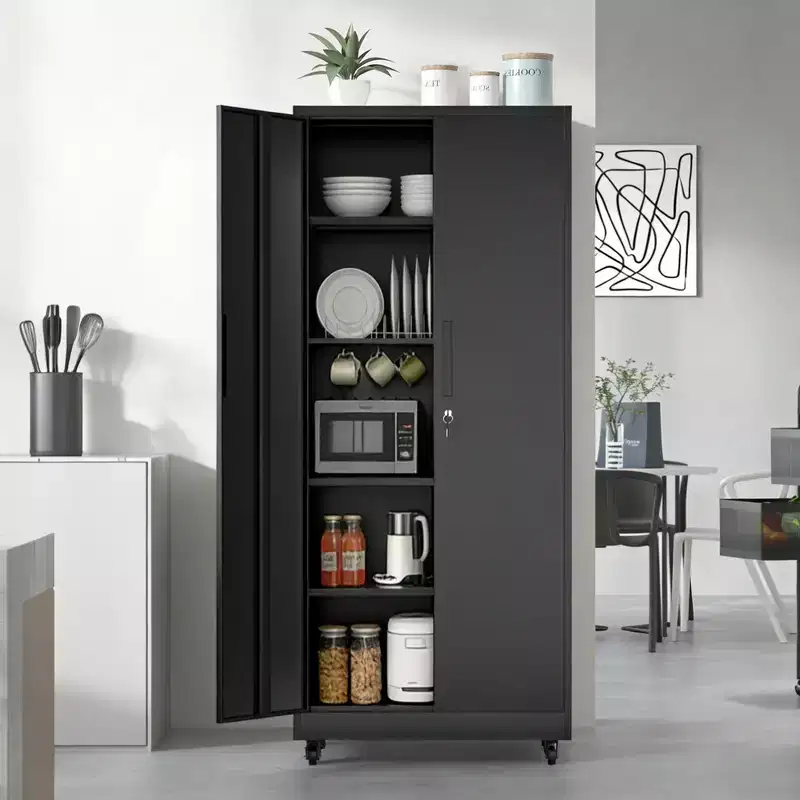 VIYET 71H Rolling Garage Storage Cabinet,Heavy-Duty Metal Lockable Cabinet w/ 4 Adjustable Shelves (Mobile Tool Organizer for Workshop/Office)
