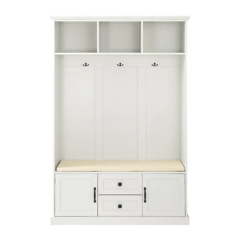 3-in-1 Design Hall Tree with 3 Hooks and Storage Bench - 47.24W x 70.9H x 15.74D