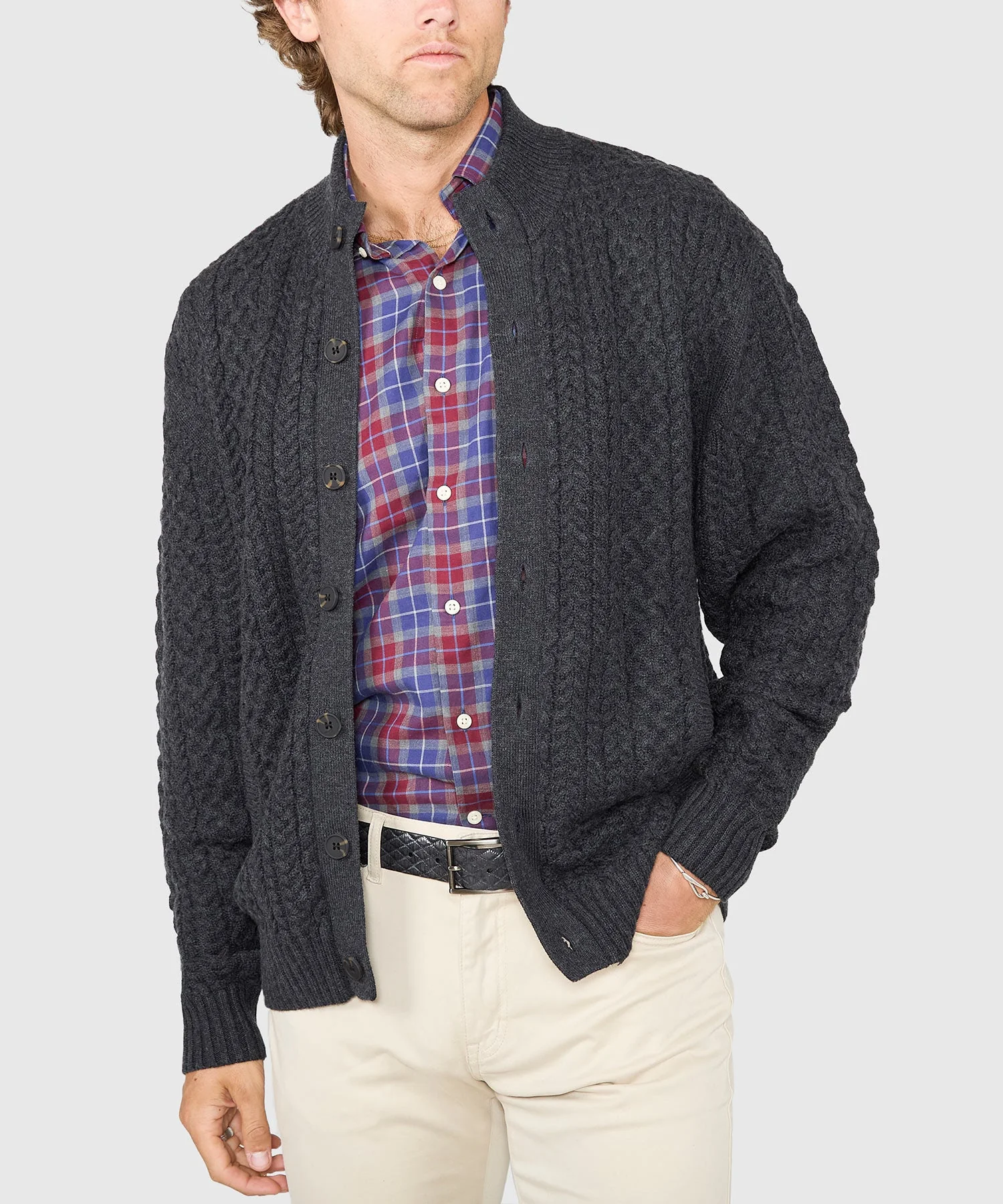 Cable Knit Cardigan Sweater �C Shadow
