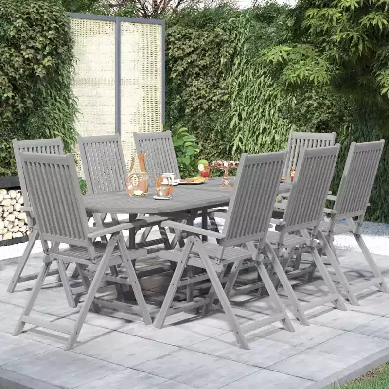 vidaXL Solid Wood Acacia Patio Dining Set 7 Piece Garden Seat Oval/Rectangular