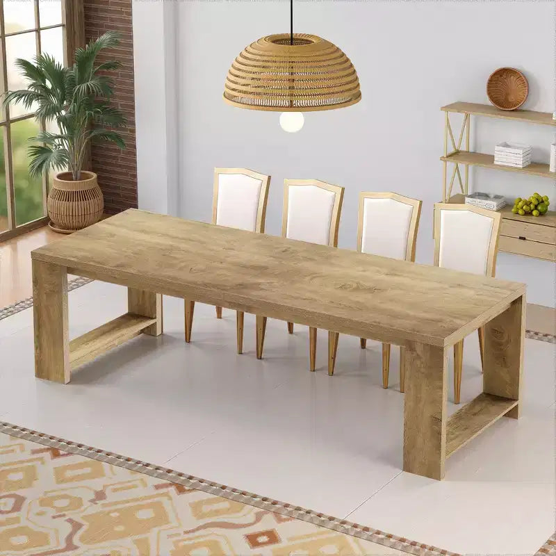86.61 Spacious Dining Table, Sturdy Wide Legs Multifunctional Desk with Easy Assembly