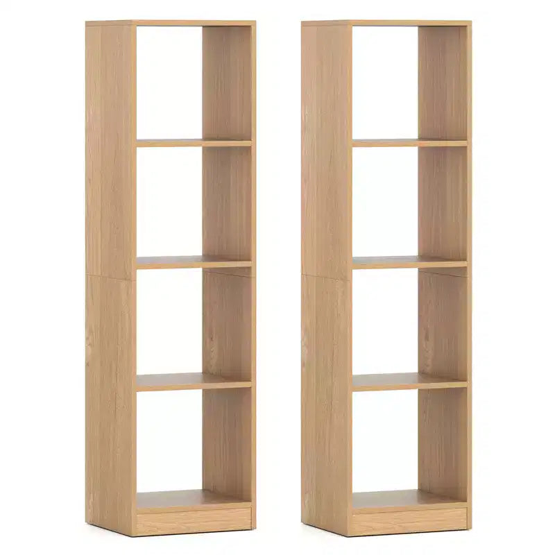 2PCS 5-Tier Corner Bookshelf, Storage Display Organizer with 4 Cubes
