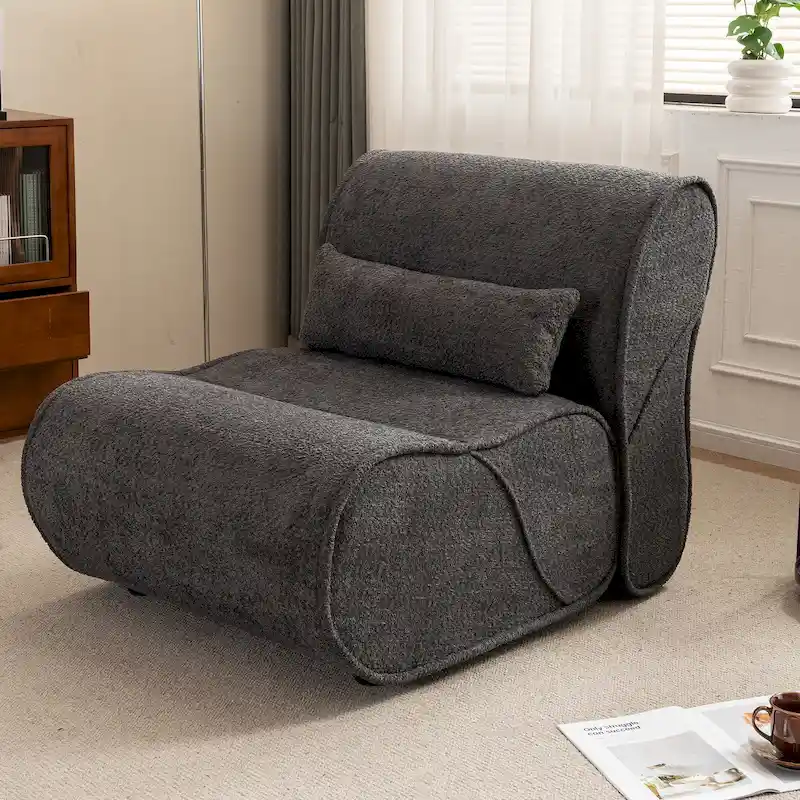 Grey / Black / Beige Velvet Recliner Lounge Chair, Single Seat for Living Room, Bedroom or Office