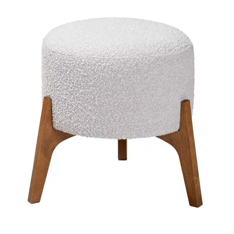 Ottoman Footstool �C Light Gray/Walnut Brown, Japandi Style, Tapered Legs