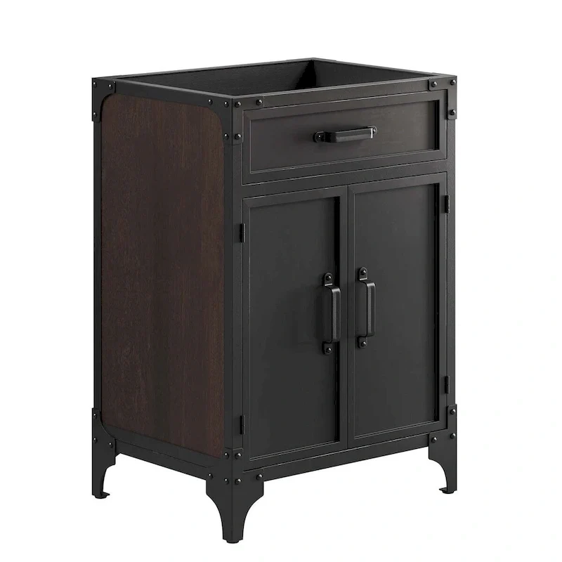 24 Inch Bathroom Vanity Cabinet with Wood Veneer Top (Sink Not Included)