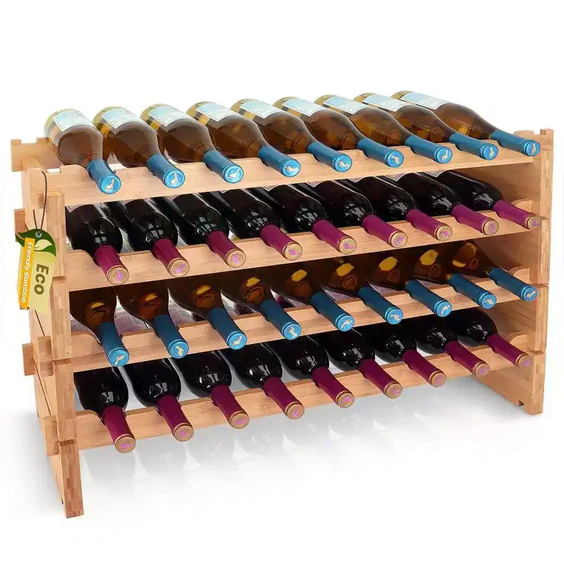 SereneLife Bamboo Stackable Wine Rack