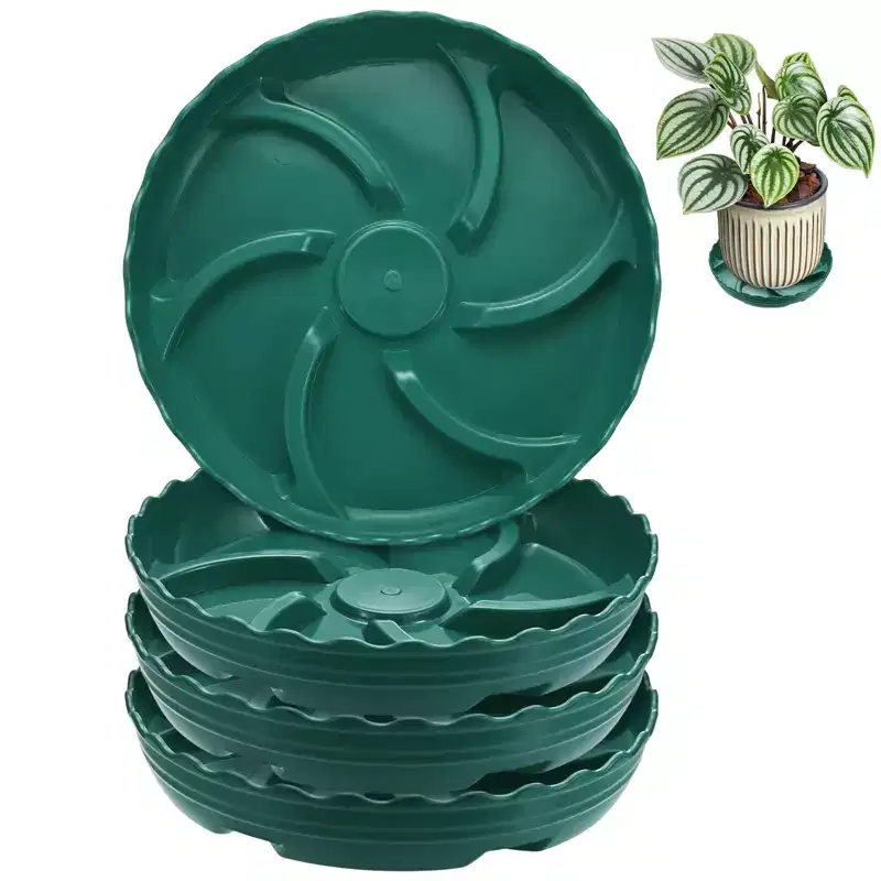 Unique Bargains Thicker Durable Waterproof Flexible Plant Saucers Green 4 Pcs