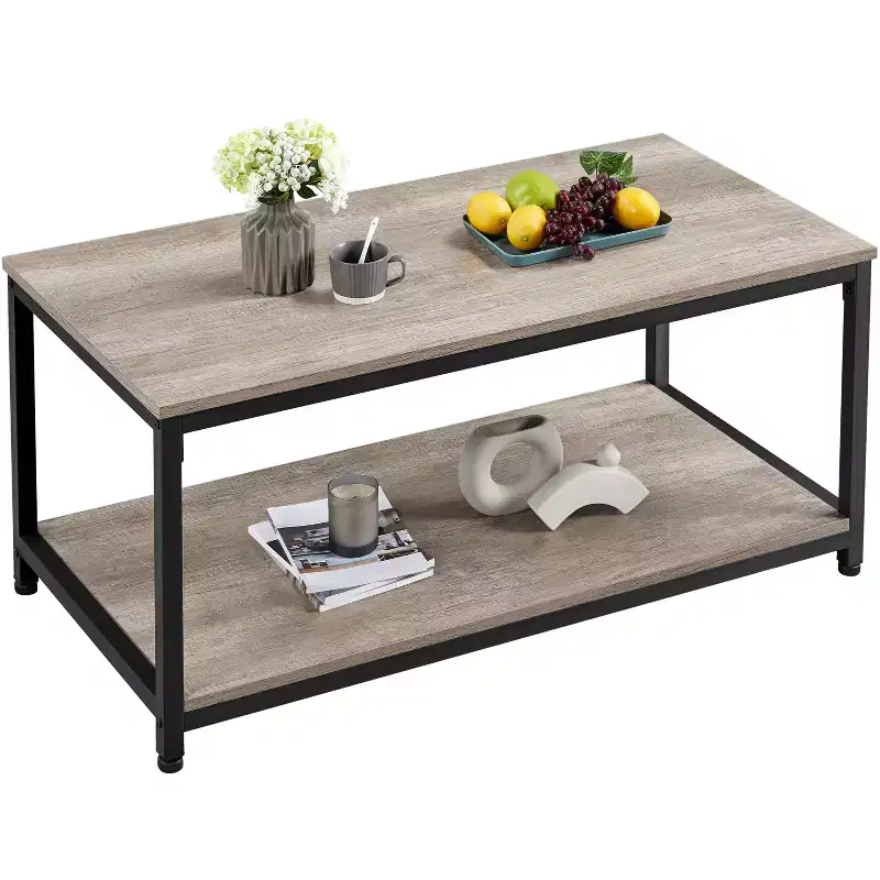 Yaheetech Wood Industrial Coffee Table with Storage Shelf for Living Room