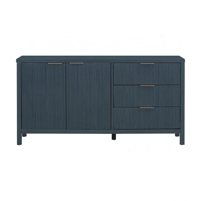 Minimalist Wave-Pattern Sideboard with Diverse Materials