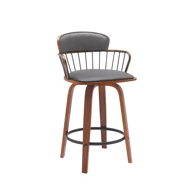 26-Inch Faux Leather Swivel Counter Height Bar Chair