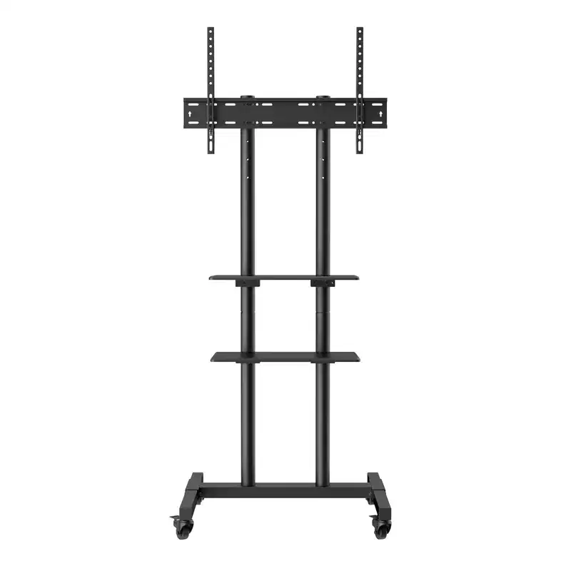 Height-Adjustable Mobile TV Stand with Wheels & Dual Trays �C Fits 32"-70" TVs
