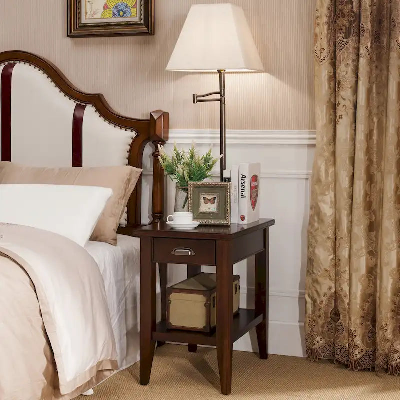 Leick Home Laurent One Drawer Swing Arm Lamp Side Table