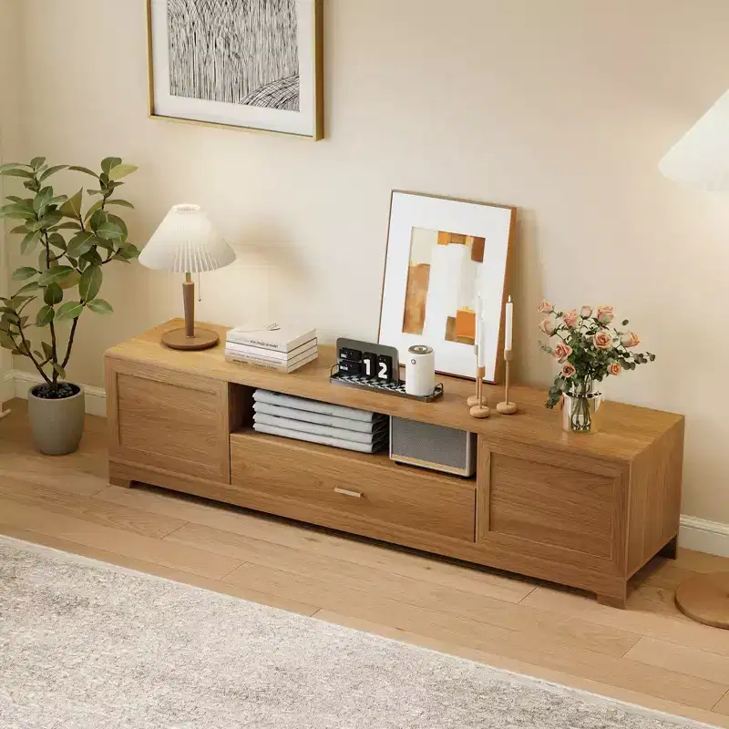 Costway TV Stand for TVs up to 80'' w/Drawer Cable Hole Entertainment Center for Bedroom