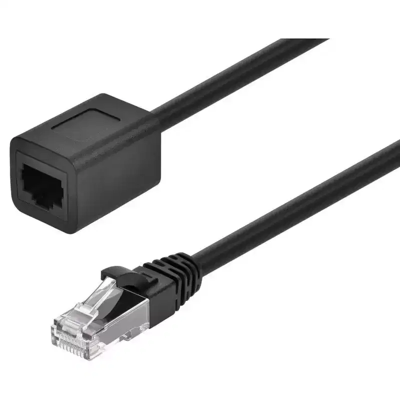 Monoprice Cat6A 3ft Black U/UTP Ethernet Extension Cable RJ45 Male to Female (with PCB Jack 3), 24AWG, Stranded Ba