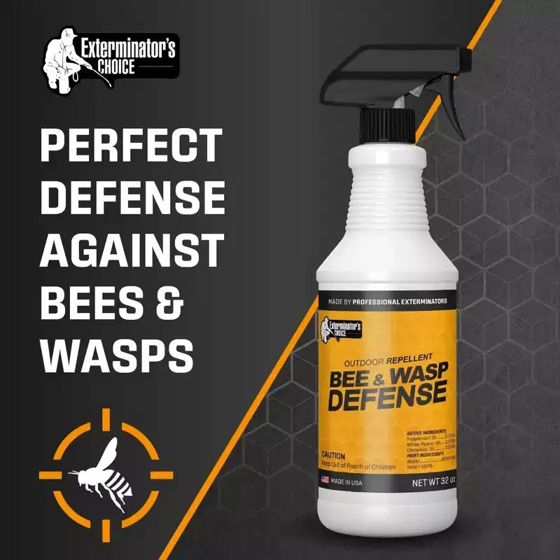 Exterminators Choice Bee and Wasp Defense - 32 oz - Works on Most Common Types of Bees and Wasps - Great for Patios, Gardens, and Yards
