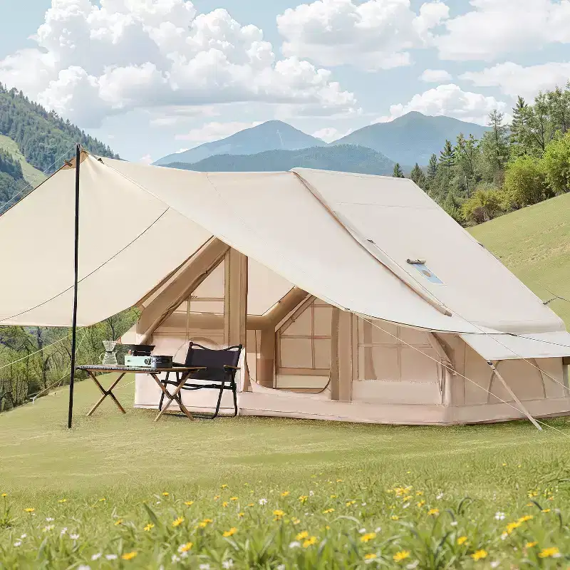 VEVOR Inflatable Tents for Camping, 3-5 Person Easy Setup Blow up Tent with Hand Pump, 300D Oxford 4 Season Glamping Tent, Beige