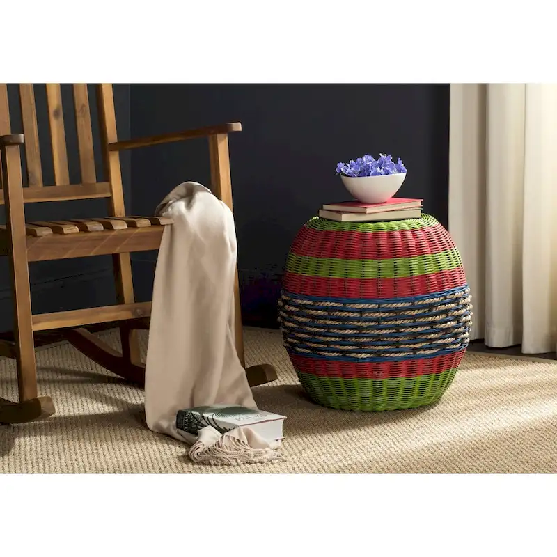 Multi Wicker Rattan Barrel Stool - 18 x 18 x 18 - 18Wx18Dx18H