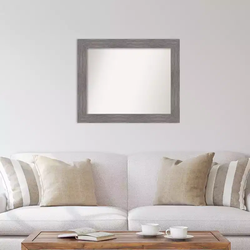Grey Pinstripe Framed Rectangle Wall Mirror 鈥?1-Person Use